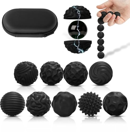 Ainiv Magnetische Fidget Toys, 9 Stück Silikon Anti Stress Bälle | Magnetbälle Zappelspielzeug Fingerspielzeug für Autismus, Texturen Sensorisches Spielzeug für Erwachsene Jugendliche (Klein)