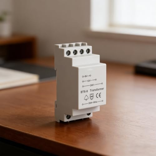 Nexbrill Doorbell Transformer 8V/12V/24V 3.8-8VA DIN Rail Mount PTC Protection Compatible for Ring Smart Bell Systems for Home Security IP20 White