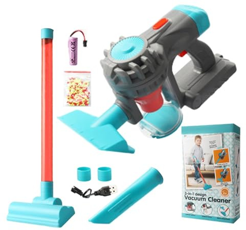 Aspirapolvere Giocattolo Per Bambini, Set Pulizie Con Scopa E Palett-a, Aspirapolvere Elettrico Giocattolo Per Bambini 3 Anni In Su, Giochi Di Ruolo Realistici E Divertenti, Blu