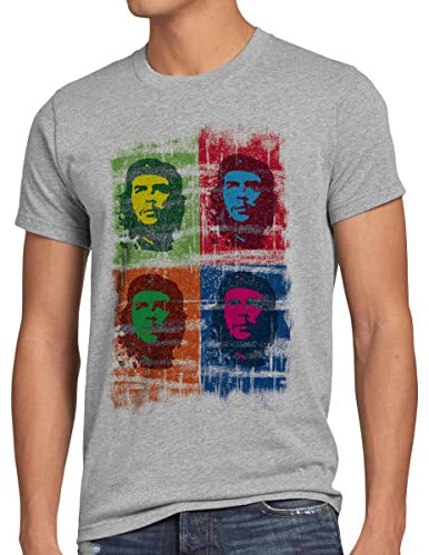 style3 Viva Cuba Pop T-Shirt Herren Kuba Revolution Havanna, Größe:XXL, Farbe:Grau meliert