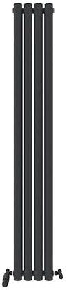 VeeBath Montpellier Matt Anthracite Low Carbon Mild Steel Vertical Double Panel Bathroom Heating Radiator - 1600 x 240mm