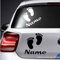 Fußabdruck mit Wunschname Baby Kinder Autoaufkleber Sticker Auto Namen Fuß Aufkleber