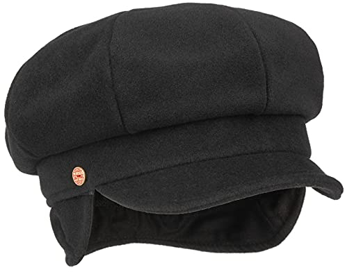 Mayser Camilla Ballonmütze Schirmmütze Wide Fit Ohrenklappen Damen Made in EU Winter schwarz L (58-59 cm)