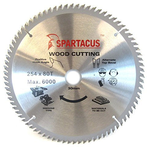 Spartacus 254mm Diameter x 80 Teeth x 30mm Bore Wood Cutting Circular Saw Blade Fits Ryobi ETS1525C ETS1825 ETS1526AL EMS1426