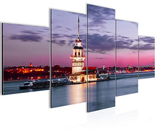 Runa Art - Bilder Istanbul Türkei 200 x 100 cm 5 Teilig XXL Wanddekoration Design Violett 604851a