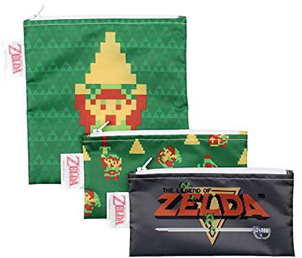 Bumkins 3 piezas Nintendo Bolsa reutilizable para bocadillos Zelda