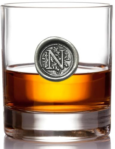 English Pewter Company - Verre à whisky avec monogramme et initiale 325 ml - Personnalisable N claire