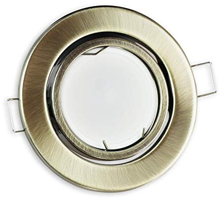 LED Einbaustrahler messing - rund 5 Watt warmweiß 230V - Einbau-Leuchte schwenkbar, dimmbar, super flach (30mm Einbautiefe) - Ø70mm Bohrloch Spot Decken-Strahler
