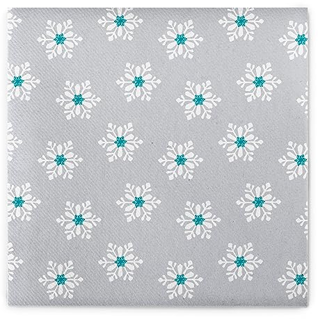 Sovie HOME Serviette Snowflakes in Silber-Türkis aus Linclass® Airlaid, Einweg Weihnachtsserviette winterlich, ideal für Advent & Weihnachten, 40 x 40 cm, 12 Stück