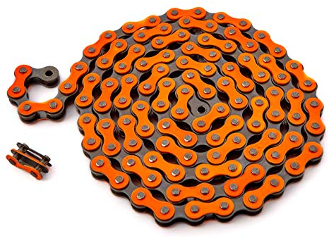 KHE BMX/FIXIE Kette 1/2 x 1/8 112 Glieder Links nur 385g mit Kettenschloss I4 - viele Farben (orange)