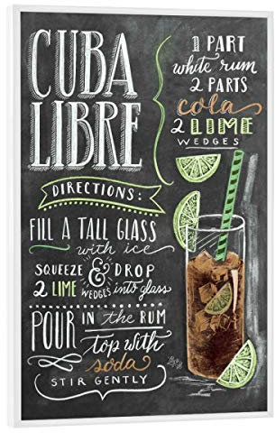 artboxONE Poster mit weißem Rahmen 90x60 cm Cocktails Typografie Cuba Libre - Bild cubalibre Cocktail cubalibre