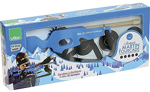 Vilac - Skidskytte set - Martin Fourcade Carbine - Bli vår olympiska mästare och världsmästare - elastiskt gevär - för att förbättra sitt syfte - leksak för barn - 10034