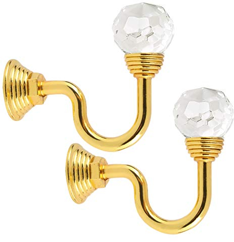 Andux Kristall Vorhanghalter Vorhang Raffhalter Metall Raffhalters Packung mit 2 CLQG-01 (Golden)