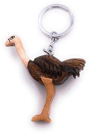 H-Customs Vogel Strauß v1 Riesen Vogel Holz Edel Handmade Schlüsselanhänger Anhänger
