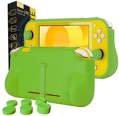Orzly Custodia per Nintendo Switch Lite – Comfort Grip Case, Cover Posteriore Protettiva per l'uso sulla Console Nintendo Switch con impugnature Imbottite Comfort incorporate - Verde