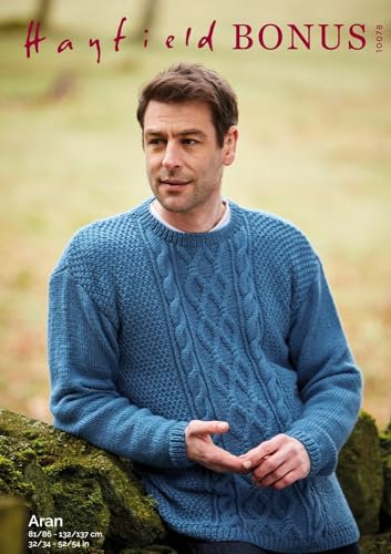 Hayfield Bonus Aran Knitting Pattern - 10078 Sweater