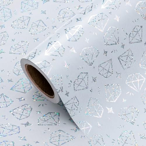 WRAPAHOLIC Jumbo-Geschenkpapier für Hochzeiten, silberfarben, 76,2 cm x 10,2 m, Foliendiamant-Geburtstagsgeschenkpapier für Geburtstag, Hochzeit, Babyparty, Brautparty