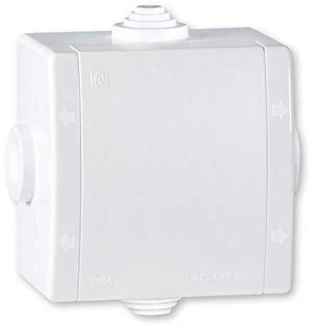 ALING-CONEL Aufputz Verteilerbox mit vier Eingängen 80x80 / IP54 500V Weiß (RAL 9003)