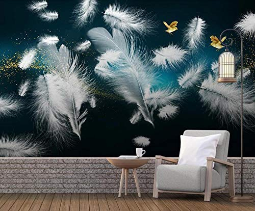 Papier Peint Panoramique 3D Intissé Oiseau Plume Blanche Simple Salon Chambre Poster Mural Décoration Murale xxl