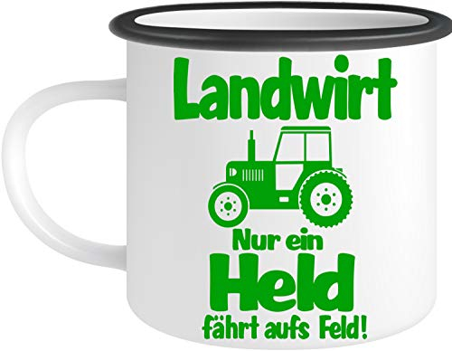 EZYshirt® Luckja Landwirt nur EIN Held fährt aufs Feld Emailletasse Kaffeebecher