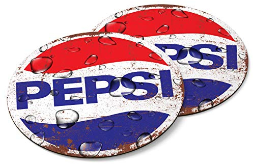 SIGNS 2 ALL - Zwei PEPSI Holzuntersetzer Mancave Vintage Retro Holz Bar Pub Wand Runde Untersetzer
