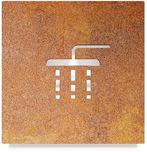 Vintage Hinweis-Schild Dusche - selbstklebend - Retro Design Piktogramm - Türschild H-08-R