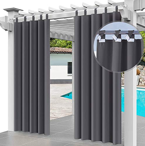 Ferocity Rideau Extérieur Imperméable 2X 220 x 155 cm Coupe-Vent Protection UV Rideau pour Facade Avant de Pergola Cabana pour Jardin Patio (2 Panneaux) Graphite [129]