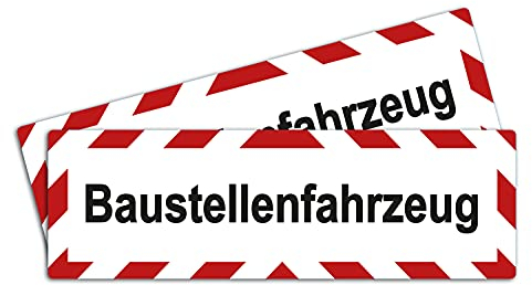 2 Stück XXL Baustellenfahrzeug Magnetfolie 45 x 15 cm Magnetschild Warntafel für Baustellenfahrzeuge Auto magnetisch Hinweiszeichen mit UV Schutz von STROBO