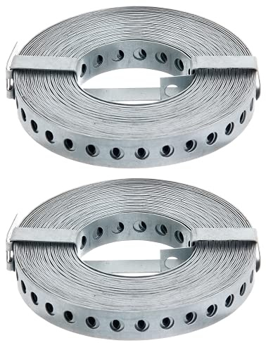 Alberts 335038 Lochband | mit oder ohne Abrollkasette | sendzimirverzinkt | Breite 17 mm | Länge 10 m | 2er Set