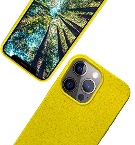eplanita Eco Mobile Phone Case Compatible with iPhone 13 Pro Max, Plant Fibre, Drop Protection Cover, Durable and Sustainable (for iPhone 13 Pro Max, Yellow)