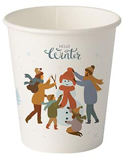 Lot de 50 gobelets en carton « Pure » - 0,2 l - « Hello Winter » - Pour vin chaud - Jetables