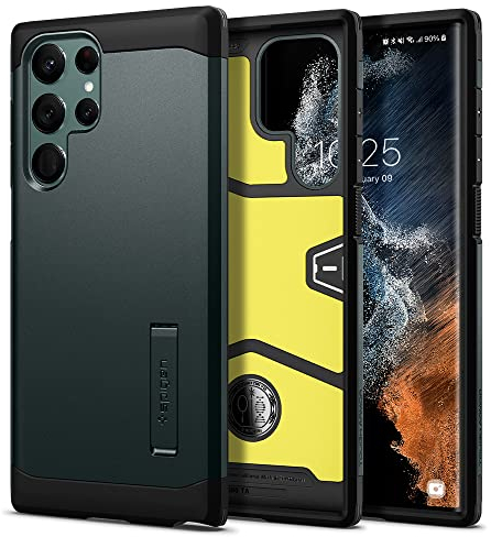 Spigen Tough Armor Hülle Kompatibel mit Samsung Galaxy S22 Ultra -Grün