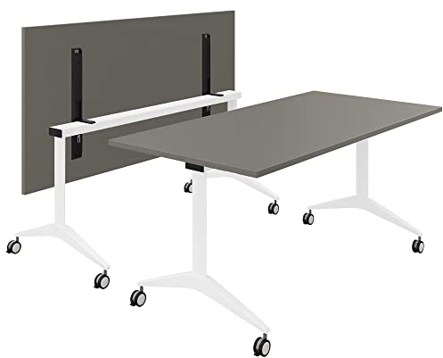 Weber Büro Besprechungstisch Savio 160 x 80 cm | Klappbar | Rollbar | Klapptisch | Cubanitgrau