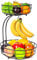 Bomclap Frutero con soporte para plátanos – 2 pisos Frutero de metal – Cocina de pie moderno – Cesta decorativa para verduras Frutero – Marrón