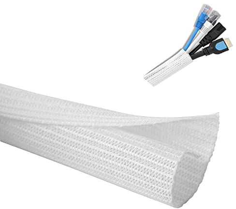 Hibucuo selbstschließend Kabelschlauch, 13mm-3.1m Durchmesser, Kabel Management-Hülse Draht-Webstuhl-Kabel Geteilte Hülle für USB-Kabel Netzkabel Audio-Videokabel TV-Computer Büro Home Entertainment