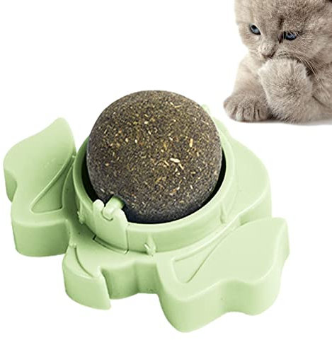 Boule Murale pour Chat - Boule à Coller, Riz, avec Protection Amovible - Jouet Rotatif à l'herbe à Chat pour Coller Les Mu , Les fenêtres, Les Pieds Table, Les sols