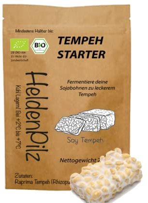 Tempeh Starter Kultur (Tempeh Pulver) Rhizopus Oligosporus - bis zu 75 KG Tempeh selber herstellen! Herstellung Hausgemachter Tempeh (Tempeh Starter 75g)