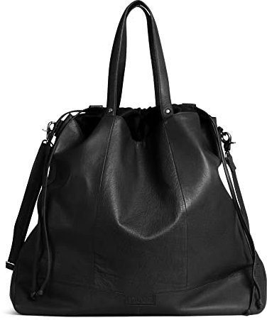 muud Lofoten XL handgefertigte Projekttasche aus Leder/Shopper Black