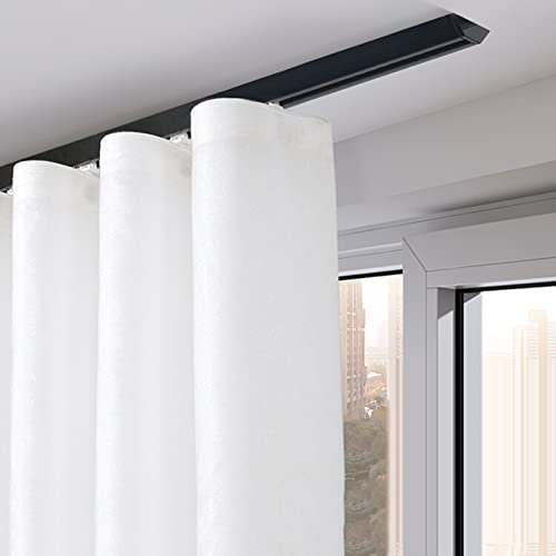 Rail Plafond pour Rideaux, Tringle À Séparation De Pièces en Aluminium, pour Diviseur De Pièce, Camping-Car, Douche - 1m, 2m, 3m, 4m (Color : Black)