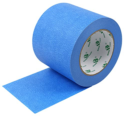 BOMEI PACK Blaues Malerband 100mmx50m Premium Krepppapier Abdeckband für Malerei, Handwerk und DIY - Professionelles Malerband, UV-beständig, rückstandsfrei und leicht zu entfernen