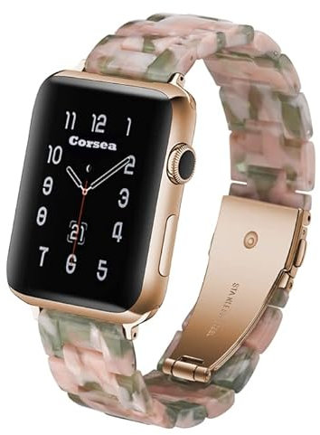 Corsea Cinturino in resina per Apple Watch, leggero, confortevole e alla moda, compatibile con serie 8, 7, 6, 5, 4, 3, 2, 1, SE, 38mm/40mm/41mm, Resina