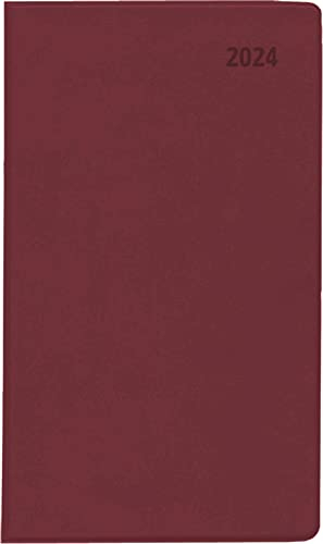 Taschenplaner Leporello PVC bordeaux 2024 9,5x16 1M/2S