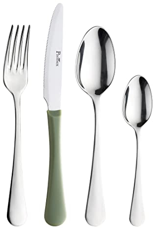 Prima Collection Bellagio Set 24 Pezzi Acciaio Inox Nichel Free Made in Italy, coltello con manico in polipropilene colore Verde