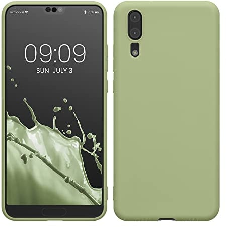 kwmobile Housse Compatible avec Huawei P20 Coque - Housse de téléphone en TPU avec Protection Appareil Photo - Vert Gris