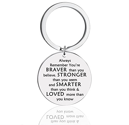 KIMLUD Schlüsselbund Tasche Runder Schlüsselanhänger Aus Edelstahl Mit Inspirierenden Worten Die Stark Sein Sollen