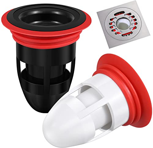 NOLITOY Floor Drain Core 2 Pcs Black and White Floor Drainer Plug for Bathroom Toilet Backflow Preventer Sewer Core with Fast Draining Acid and Alkali Resistant 2.55 X 2.16 X 2.16 in