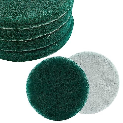 BokWin 8 Pcs 5 Inch Round Scouring Pads Drill Scrubber Pads Hook and Loop Scuff Pads for Clean Polishing(Green)