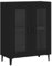 vidaXL Black Sideboard - Engineered Wood with 2-Door Storage, Visual Glass Doors, Stable Top Surface for Decor Display - Fits Any Living Room