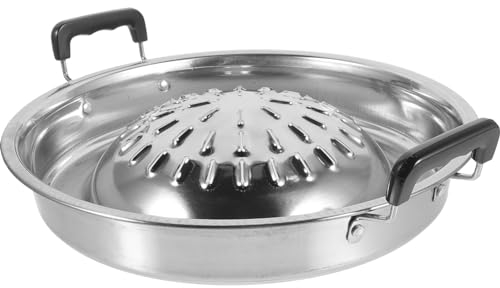 NOLITOY Koreanische Grillpfanne Thai-Shabu-Edelstahl-Grilltablett Grillaufsatz Camping-Grillpfanne für Gemüse Knoblauch Rindfleisch Schweinefleisch Fleisch Ei Koreanisches