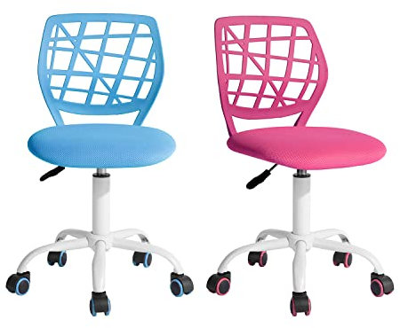 FurnitureR 2Stk Home Office Stuhl Ergonomischer justierbarer Höhendreher Rolling Computer Executive Stuhl für Home Office Arbeitszimmer, Candy Pink Blau